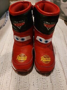 Disney toy story sz 9 red cars pixar light up snow boots